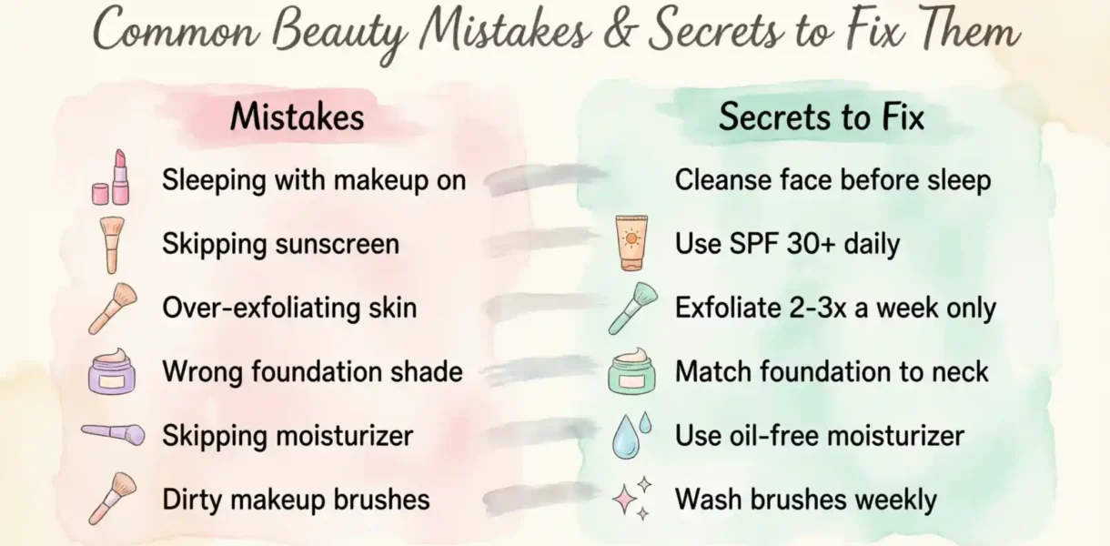 Common Beauty Mistakes Women Make and Secrets to Fix