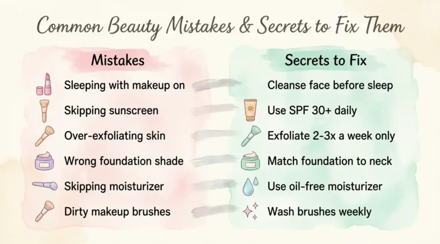 Common Beauty Mistakes Women Make and Secrets to Fix