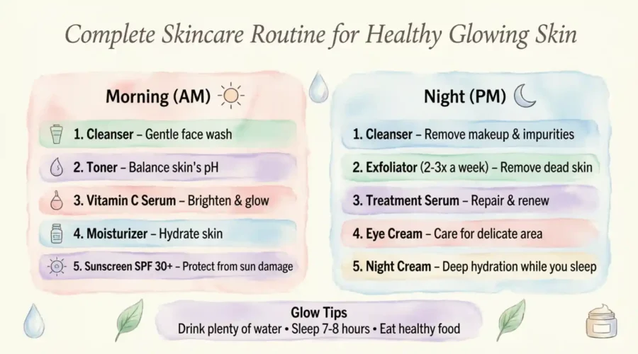 Complete Skincare Routine for Healthy Glowing Guide