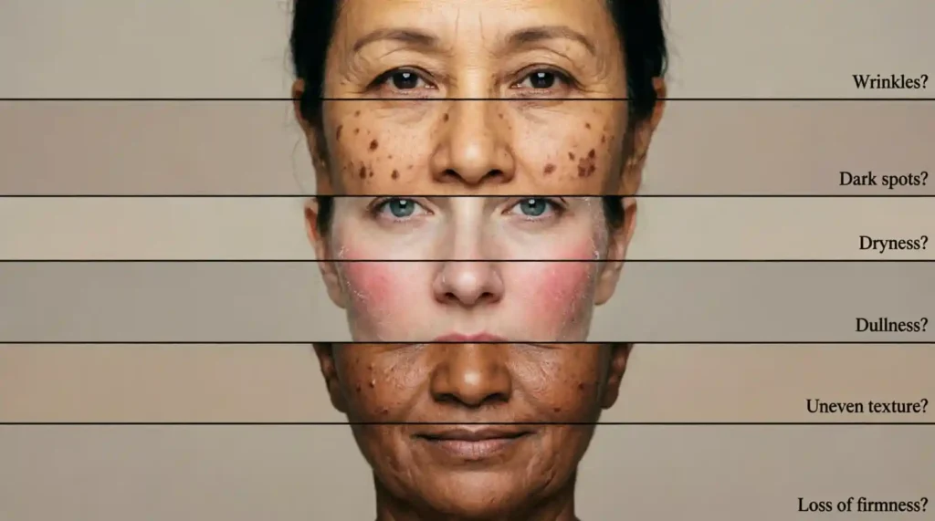 Wrinkles? Dark spots? Dryness? Dullness? Uneven texture? Loss of firmness?