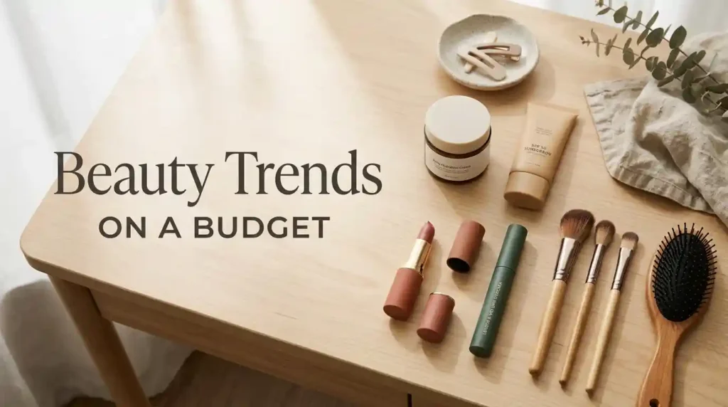 Affordable skincare, makeup, and haircare products for a beauty routine.