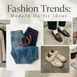 Fashion trends featuring denim, footwear, and modern outfit essentials
