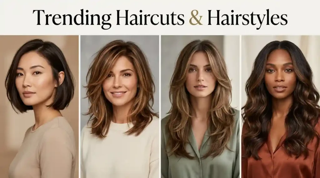 Modern bob, medium layers, long layered haircut, and soft wavy hairstyle ideas.